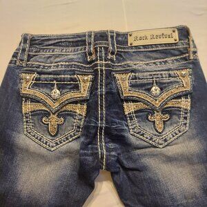 Rock Revival Celine Skinny Jeans Women’s 27 Flap Pocket Rhinestone Y2K